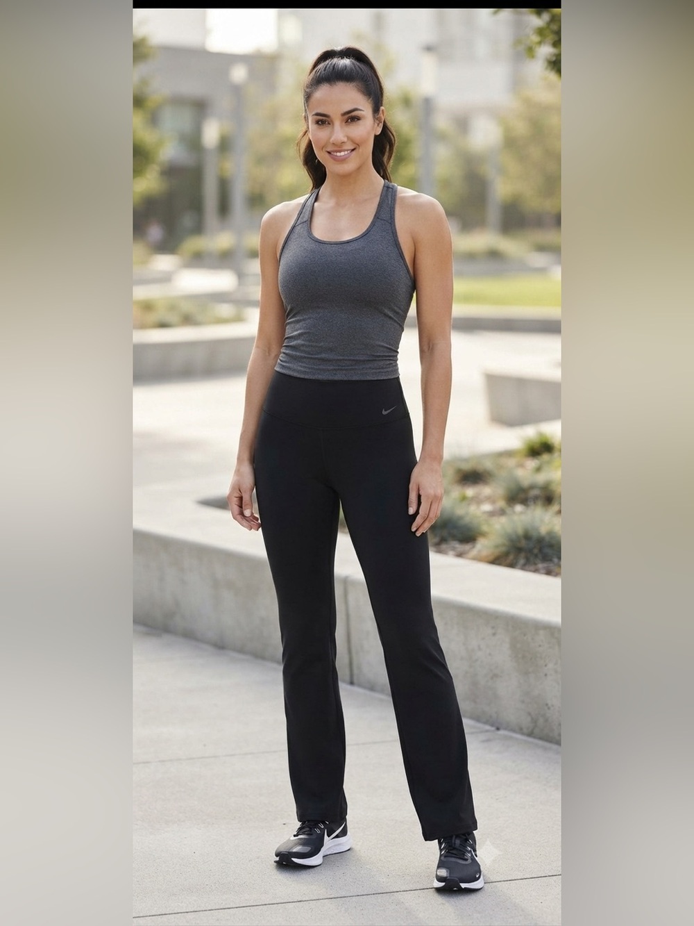 Nike One Womens Black Dri-FIT High-Waisted Pants Size M Recycled Material Long